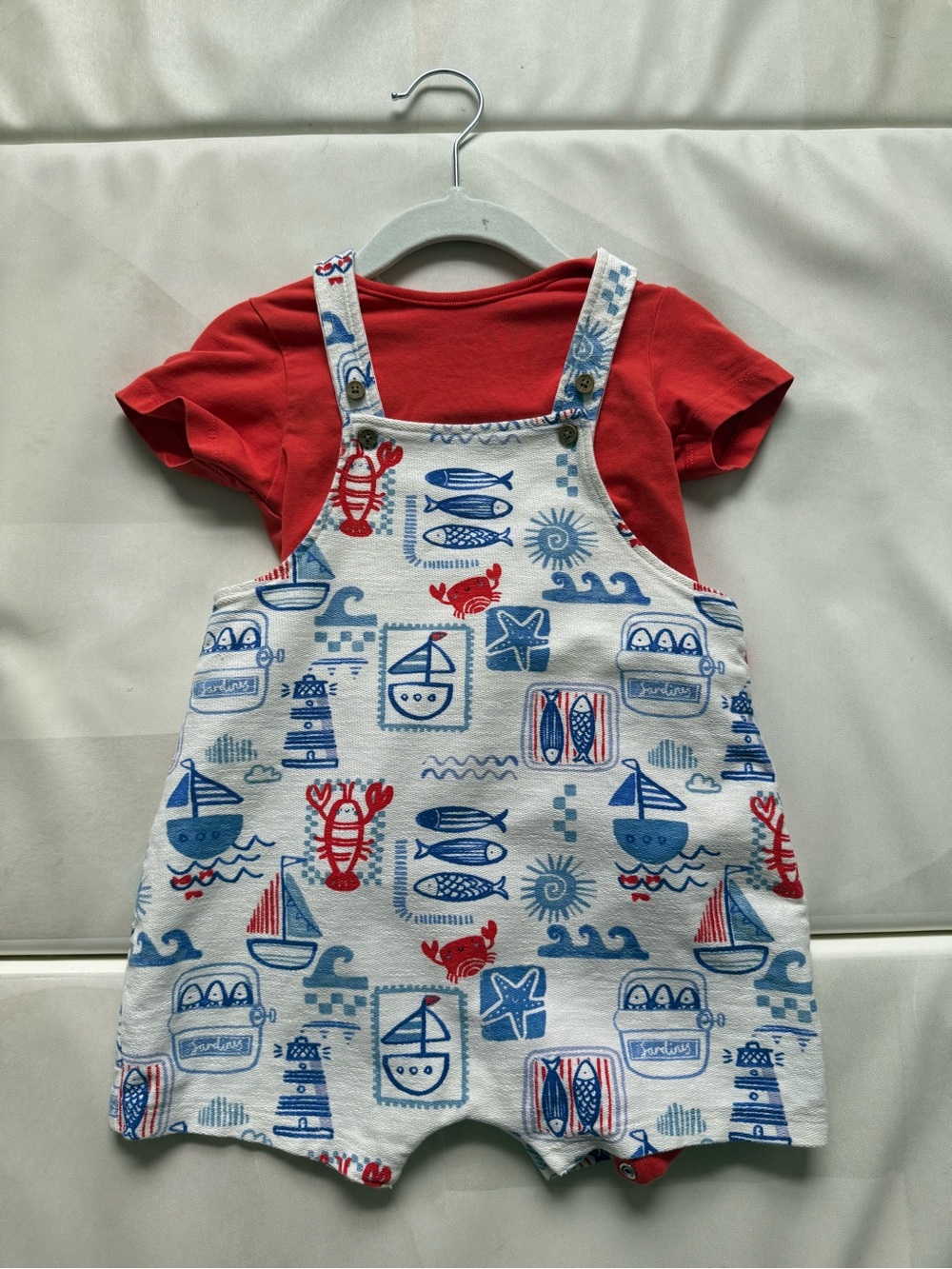 NEW Red and White Nautical Print Kids Romper